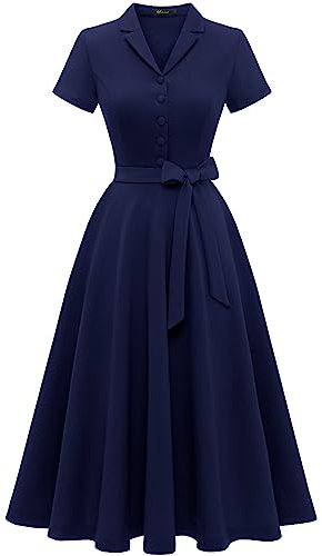 Wedtrend Abendkleid Kurz Cocktailkleid Damen Elegant für Hochzeit Rockabilly 50er Jahre Kleider Abendkleider Midi Elegant Swing Cocktailkleid WTP30001 Marineblau 2XL