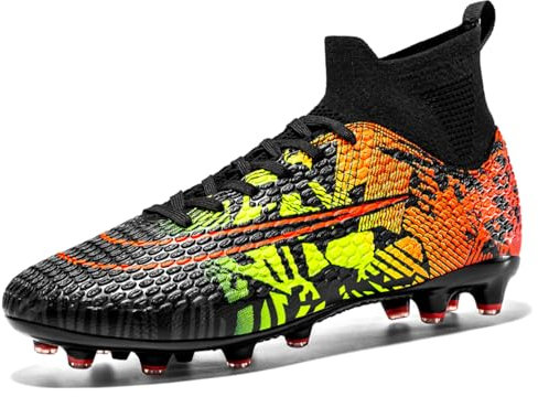 VTASQ Herren Fußballschuhe High Top Spikes Professionelle Herren Athletics Trainingsschuhe Sport Outdoor Football Schuhe Schuhe S/orange 41EU