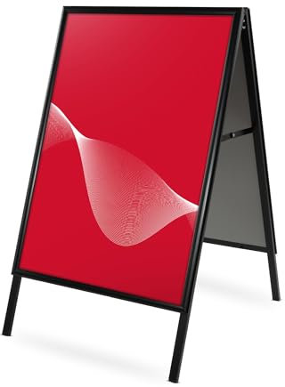 CASHDISPLAY Chevalet Publicitaire Passau | Panneau Publicitaire Sur Pied Double Face | Stop Trottoir avec Système Click | Porte Menu Restaurant en Aluminium | A1