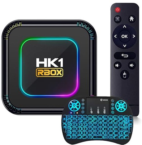 CHROX TV Box Android 13.0 4GB RAM 128GB ROM Set Top Box Smart TV Box RK3528 HD 4K/8K HDR AV1 Wifi 2.4G 5.8Ghz BT 4.1 USB 2.0 Android TV Box with Mini Wireless Backlit Keyboard,4GB+32GB