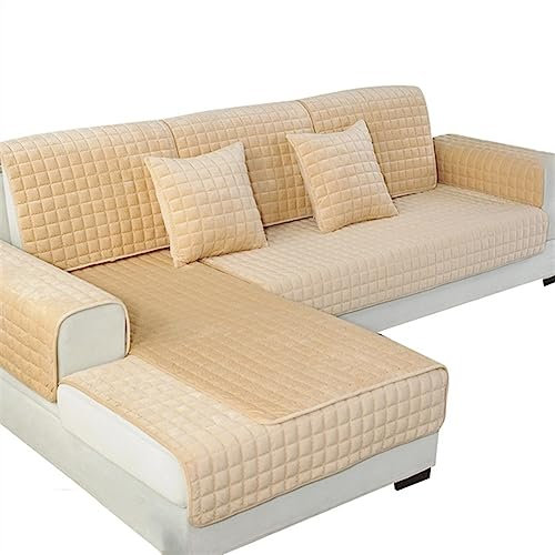 uyeoco Samt-Sofabezug Ecksofa l Form Sofa Überzug Couchbezug Sofa/Couch Wurfdecke Eckcouch 3/2 Sitzer Sofaschutz Schonbezug Sofaschoner Sofabezüge rutschfest Hund Katze (Color : F, Size : 70x180cm)