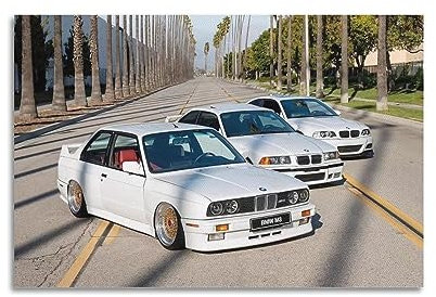 JIYUN Vintage-Auto-Poster BMW E36 M3 & E30 M3 & E46 M3 Performance Auto Poster Dekorative Malerei Leinwand Wandposter und Kunstdruck Modern Familie Schlafzimmer Dekor Poster 30 x 45 cm