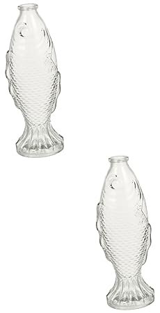 HOMSFOU Dekorationen Für Aquarien 2 Stück Glas-Fischvase Glasvase Fisch-Glasflaschen Mit Deckel Mini-Vintage-Vase Keramik- Esstisch-Dekoration Aquarium-Dekoration Einfache Glasflasche