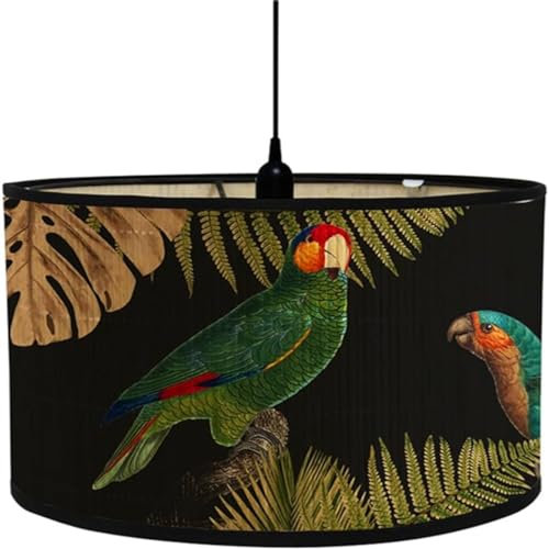 Abat Jour en Bambou Style Vintage Artisanat,Diamètre 30cm Abat-Jour Lampe Tambour Abat Jour Pour Lampe de Table Lampe de Chevet Lampadaire Abats-Jour Lampe Sur Pied (Perroquet)