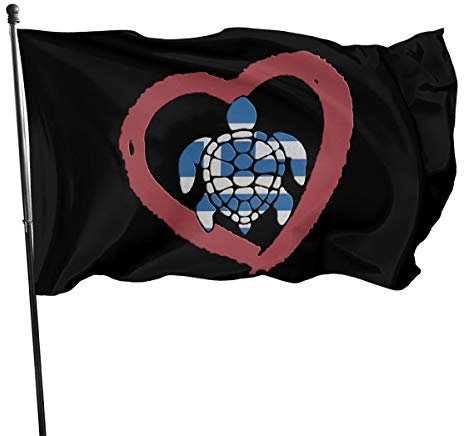 Flagge Meeresschildkröte-Griechenland-Herz, Garten Fahnen Premium Fahne Lichtbeständige Hanging Flag Für Hof Draußen Parade 90X150cm