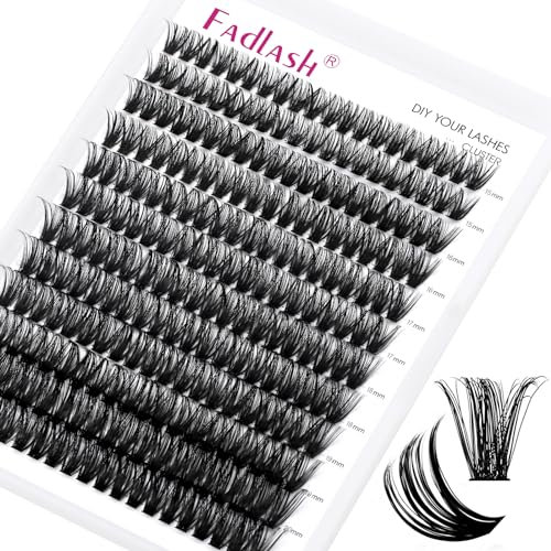 Fadlash Cluster Wimpern Extensions Einzelwimpern 60D 0.07 C Curl 15-20mm Extensions 200Pcs DIY Wimpernverlängerung zu Hause