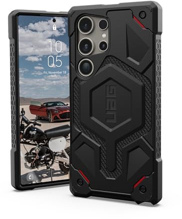 Urban Armor Gear Monarch Case Samsung Galaxy S24 Ultra Hülle [Designed for Samsung Zertifiziert, Wireless Charging kompatibel, 6 Meter Fallschutz nach Militärstandard] Kevlar schwarz
