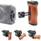 DEKEENSTAR 360° Rotational Camera Cage Side Handle Grip with Cold Shoe, Wooden Side Handgrip with 1/4 3/8 Threaded Holes for Camera Cage