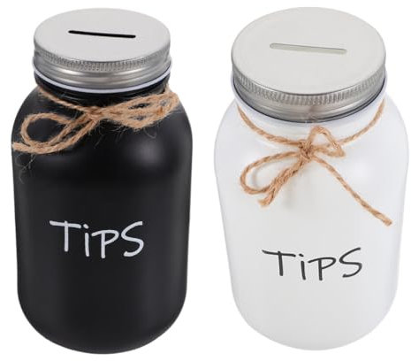 Cabilock 2pcs Glass for Money, Tip Box For Bartender, Bars, Money Container, for Musicians, Tip Jar for Restaurants, Glass Tip Boxes 1000ml