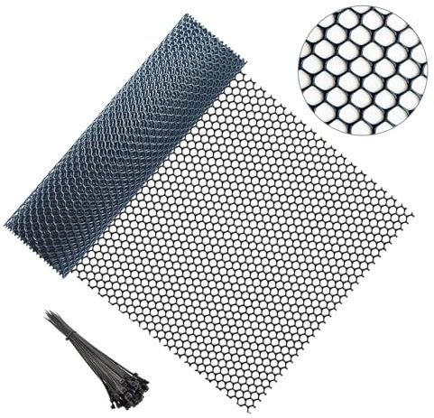 Chicken Wire Mesh Fence,40cm x 10m Black Chicken Mesh Fencing Roll with 50 PCS Cable Ties,Anti-Rust Garden Balcony Protection Net Rabbit Netting Fencing for DIY Craft Poultry Pet and Home Decoration