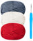 Häkelgarn Baumwolle Häkelwolle Chenille Wolle zum Häkeln 3 X 50g Häkelwolle mit Häkelnadel 4mm,Blau Yarn Dickes Baumwoll-Nylon-Mischgarn