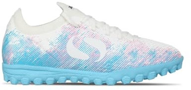 Sondico Kids Blaze Junior Astro Turf Trainers Football Boots White/Pink/Blue 4 (36.5)