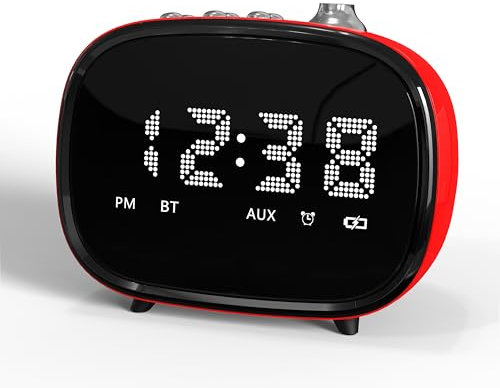 iTOMA Retro Alarm Clock with Bluetooth, Time Display, Alarm Setting,TF Card Slot, AUX Jack, Hands-Free Calling, Vintage Decor for for Home/Outdoor (138)