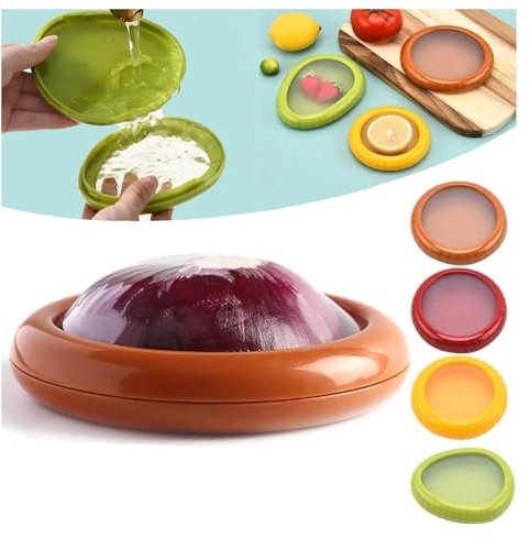 EHOTER Silicone Fruit Storage Box 2024 New Silicone Fruit Storage Containers, Upgraded Material,Silicone Fruit Storage Containers for Fridge Unique Seal (Onion)