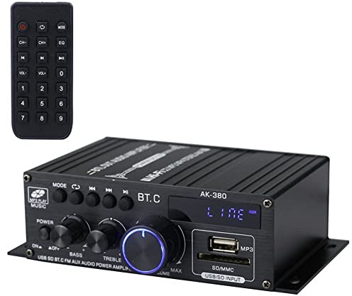 Stroagymoon Ak380 800W 12V Power Amplifier Bluetooth Stereo Home Car Audio Amp Music Player Car Speaker Class D FM USB/SD Replacement Accessories
