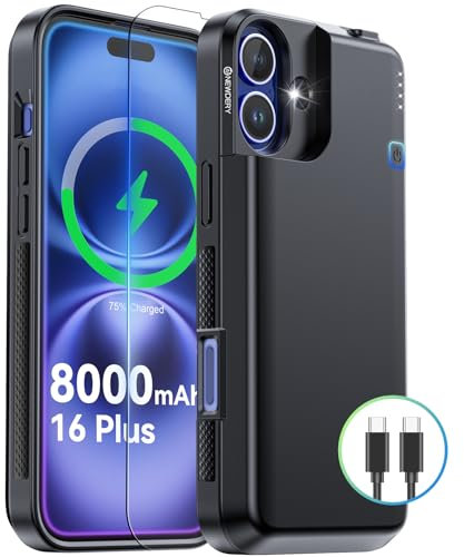 NEWDERY Custodia con Batteria Aggiornata per iPhone serie 16 (per iPhone 16 Plus)