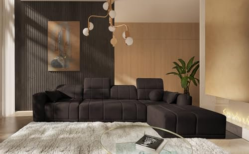 All4All Ecksofa mit Schlaffunktion Rico XII 346 cm x 195 cm - Schlafsofa mit Bettkasten - Eckcouch - XXL Sofa - Wohnlandschaft L-Fom - Braun - Chenille Gewebe - Seite Rechts - Modern 26