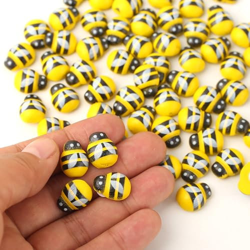 HERZONE 200pcs Glücksbiene aus Holz 15 * 12mm Selbstklebende Glücksbiene - Aufkleber zum Basteln - Glücksbringer - Bastelzubehör (Biene 12 * 15mm)