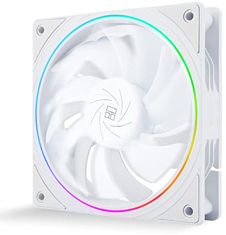 TR-TL-S12W CPU Fan Case Cooler PWM Fan, 4pin PWM Connector Computer Fan With ARGB Aperture, 1500RPM Speed PC Cooling Fan(120mm,White)