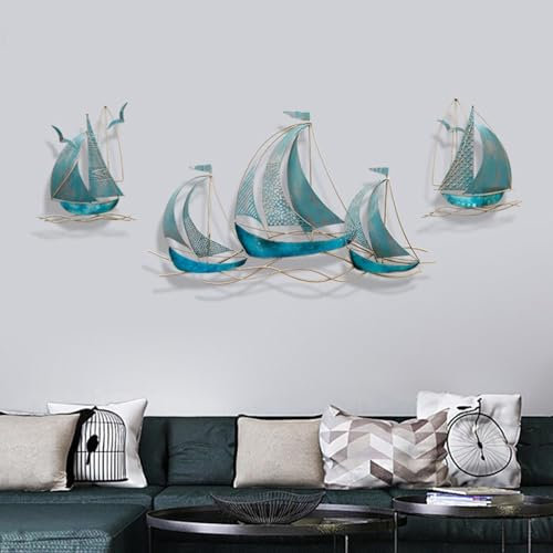 Metall Wanddeko Schiff Segelboot Wandbild Metallbilder Hänger Wohnzimmer Wanddekoration Maritime Deko Modern Eiserne Kunst Deko Wandbehang Für Wohnzimmer, Zuhause D