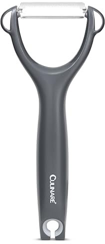 Culinare Serrated Safety Peeler, Grey, Plastic/Stainless Steel, Y Shaped for Maximum Control and Comfort, Manual Tomato/Kiwi Peeler