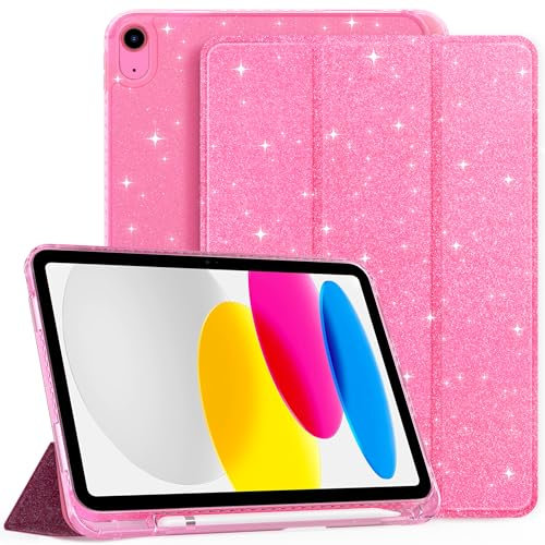 CACOE Custodia Cover Compatibile con iPad 11a Generazione (A16) 11 (2025) / iPad 10a Generazione 10.9 (2022) (A2757/A2777), Retro Trasparente Cover con Portapenne,Barbie Rosa