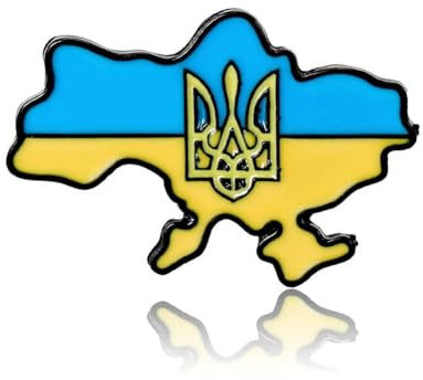 Ukraine Karte Brosche Pins Blau und Gelb Ukraine Karte Anstecknadel Ukraine Symbol Brosche Dreizack Ukraine Patriotische Karte Tryzub B
