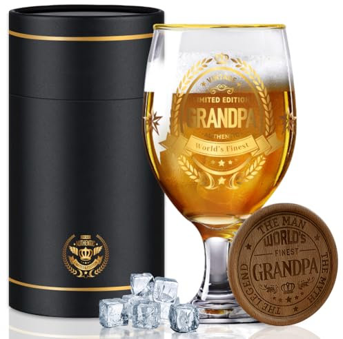 Fabuloustrim Grandad Beer Glass Gift, Birthday Gifts for Grandad,Retirement Gifts for Grandpa,Father's Day Present,Personalised Beer Glass for Men