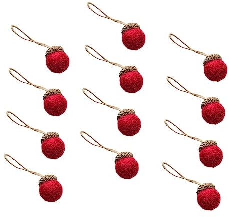 HAMPPLIES 12 Stücke Filz Tannenbaum Kegel Anhänger Baum Hängen Anhänger Weihnachten Dekorative Weihnachtsdeko Weihnachtsbaumbehang