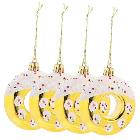 ULTECHNOVO 4stücke Donut-baumschmuck Bunte Hängende Ornamente Für Weihnachts-partydeko Weihnachtssüßigkeiten-Dekoration Für Zuhause Und Festivals