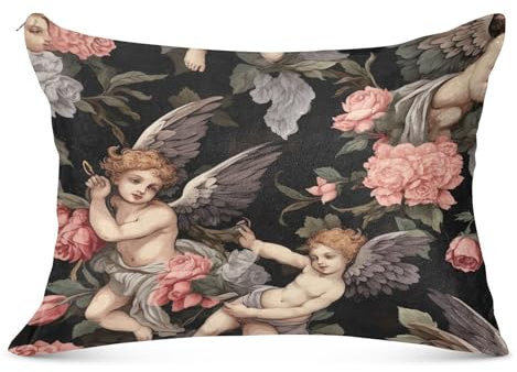 2er Set Dekorative Kissenhülle Engel und Rosen Moderne Dekokissenbezug 40X60cm Throw Kissenbezüge, Wohnzimmer, Schlafzimmer, Bed