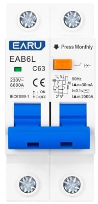 CAFFEN Sicherungsautomat 2P C Typ AC230V MCB Leckage Schutz RCBO Überlast Kurzschluss Schutz Fehlerstromschutzschalter Schalter FI-SCHUTZSCHALTER RCD Leitungsschutzschalter(10A)