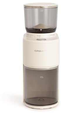 CREATE/COFFEE GRINDER STUDIO PRO/Molinillo de café con depósito blanco roto/Capacidad de hasta 150g, 38 niveles de molienda, sistema de seguridad, 200W