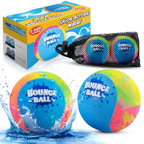 KmmiFF Wasser Sprungball, 2er-Pack Bounce Balls als Outdoor Games am Strand, See and Pool für Kinder 5-12 Jahre