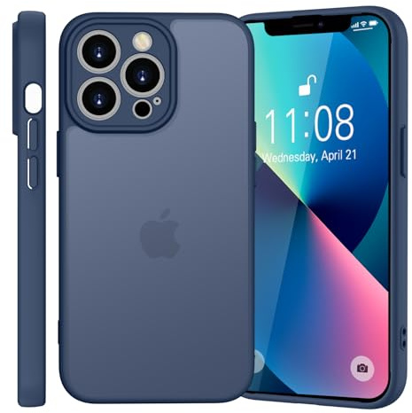 Kukiwhy für iPhone 13 Pro Max Hülle mit Kameraschutz, Dunkelblau | Stoßfest Militärstandard Anti-Kratzen Schutzhülle, Durchscheinende Rückseite Handyhülle, Anti-Fingerabdruck Matt