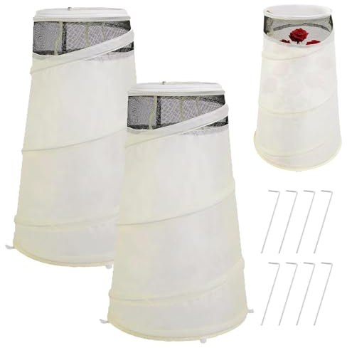 Housse Hivernage Plante,2 Pièces Housse Protection Hivernale Plantes 50.8 x 33 x 22.9 cm,Cônes Roses Pop-up avec Dessus en Filet Respirant,pour Protéger Contre Le Gel,Le Gel et Les Animaux Mangeant