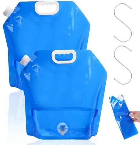 NUTKIT Faltbarer Wasserkanister, Wasserkanister Faltbar mit Hahn Deckel | Tragegriff&S-Haken,Wiederverwendbare Tragbarer Wasserbeutel, Wasserbehälter Trinkwasser für Outdoor Camping Picknicks