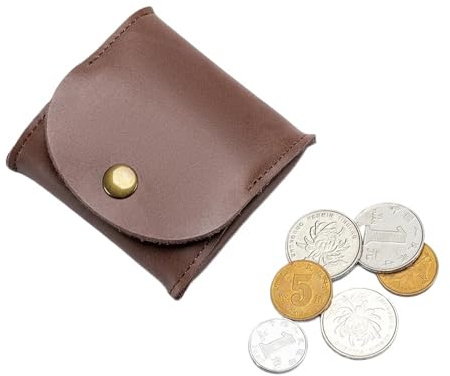 DHYUACN Münztasche Vintage-Geldbörse aus Rindsleder for Damen und Herren, Münzgeldbörse, Multifunktions-Kopfhörertasche, Mini-Geldbörse, Münztasche(Dark Brown)