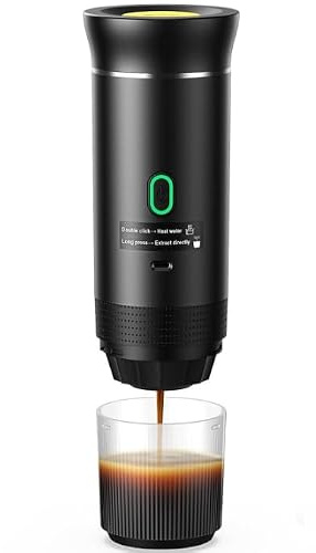 Macchina da Caffè Espresso Elettrica Portatile, Macchina Caffe Portatile 3 In 1 Macchina Caffe, 5 Minuti Auto-Riscaldamento, con USB-C, Compatibile con Piccole Capsule, Grandi Capsule, Caffe Macinato