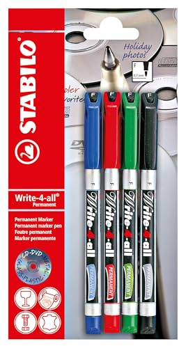 STABILO - Permanent-Marker - Write-4-all | fein, 4er Blister, blau, rot, grün, schwarz
