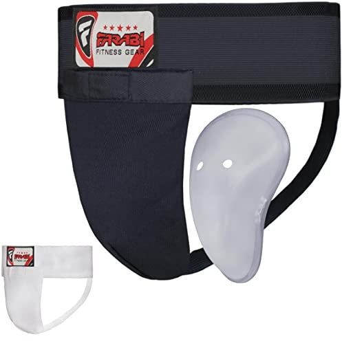 Farabi Sports Groin Guard Mix Martial Arts with Plastic Cup X-Small Size (24-27) Waist Size by (XS, Black)