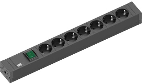 BACHMANN - Connect -Line - 7fach Steckdosenleiste. Mehrfachsteckdosenleiste mit Schalter schwarz mit 7X Schutzkontakt Steckdose und Schalter. Kabellänge 2,0m H05VV -F 3G 1,5 mm²