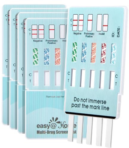 Easy@Home 5 x Test de Multidrogas Orina, Detecta Cocaína (COC), Marihuana (THC), Opiáceos 2000, Anfetamina (AMP), Benzodiacepinas (BZO)- Pruebas de Multidrogas para la detección de 5 Drogas