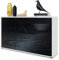 Vladon Buffet Ben V3, Commode avec 3 Portes et 2 tiroirs, Blanc Mat/Noir Haute Brillance (117 x 74 x 36 cm)