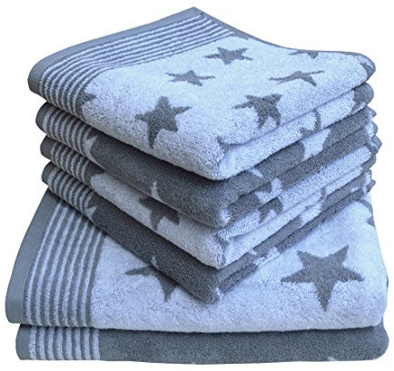 Dyckhoff Stars Frottiertuchset, Baumwolle, grau, 36 x 26 x 20 cm