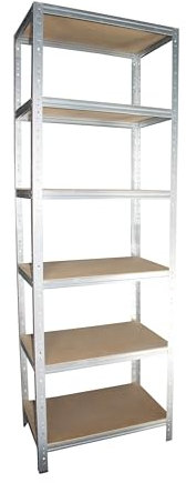 Shelf Creations BASIC Schwerlastregal 200x50x40cm verzinkt 6 Böden Steckregal Kellerregal Lagerregal Werkstattregal Archivregal Haushaltsregal Ordnerregal Metallregal Garagenregal Fachbodenregal