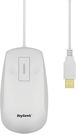 KeySonic Wasserdichte Maus aus Silikon, Touchsensor zum Scrollen, Schutzklasse IP68, USB-Kabel (1,8 m), KSM-5030M-W