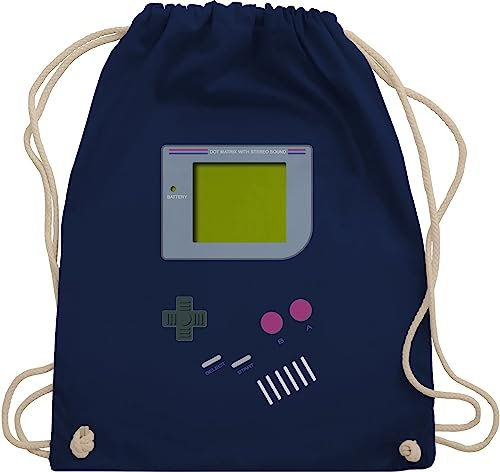 Turnbeutel Rucksack - Karneval & Fasching - Taschen - Gameboy | Nerds I 90s I 90iger I Fastnacht I Fasnacht I Fasnet - Unisize - Navy Blau - retro outfit karnevalsbeutel faschings 90 beutel