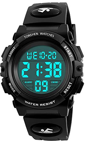 TONSHEN Damen Wasserdicht Uhr Multifunktionale LED Militär Outdoor Digital Sport Uhren Große Anzahl Plastik Fitness Armbanduhr Damenuhr Kinderuhr
