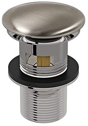 Modern Bathroom Slotted Clicker Plug Kitchen Basin Push Drain Stopper Plug Click Clack Sprung Plug Luxury Sink Washbasin Pop-Up Plug with Overflow - Brushed Nickel